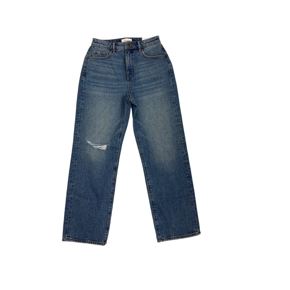NWT LOFT Jeans Straight Curvy Casual Capsule Blue Distressed Denim Size 2 | 26